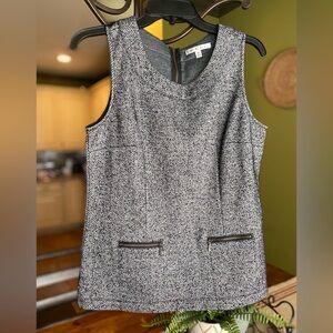 CAbi Black and Gray Textured Sleeveless Top